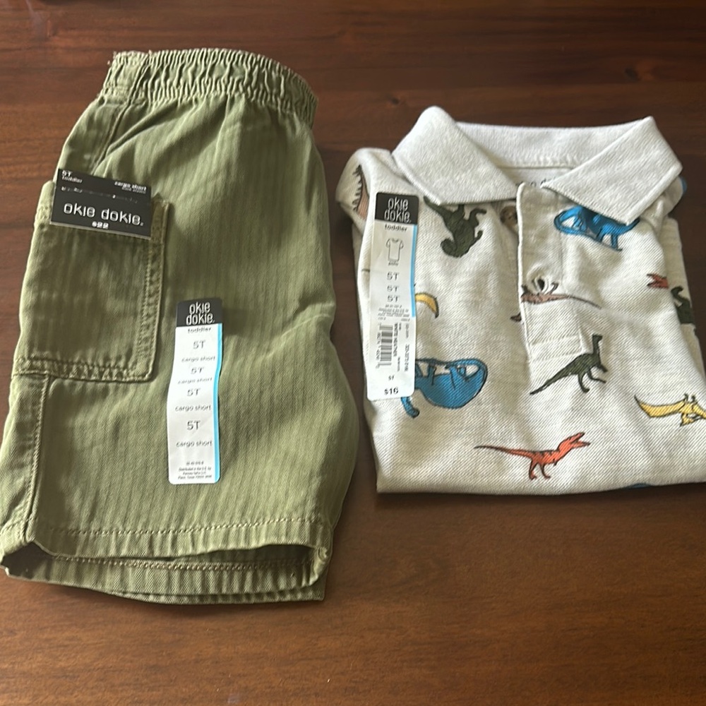 Okie Dokie Dinosaur Polo and Cargo Shorts Set